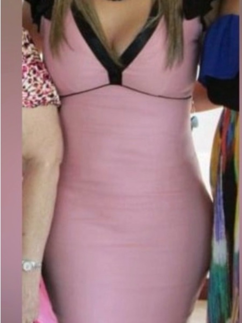 Stop Staring Pink Sheath Dress with Black Trim